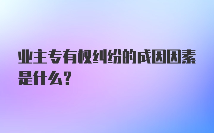 业主专有权纠纷的成因因素是什么？