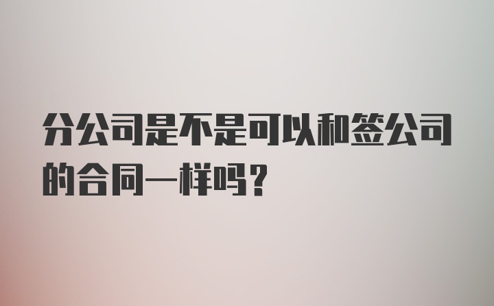 分公司是不是可以和签公司的合同一样吗？