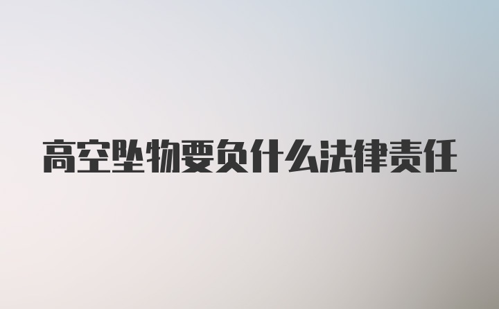 高空坠物要负什么法律责任