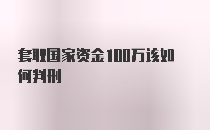 套取国家资金100万该如何判刑