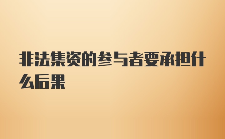 非法集资的参与者要承担什么后果