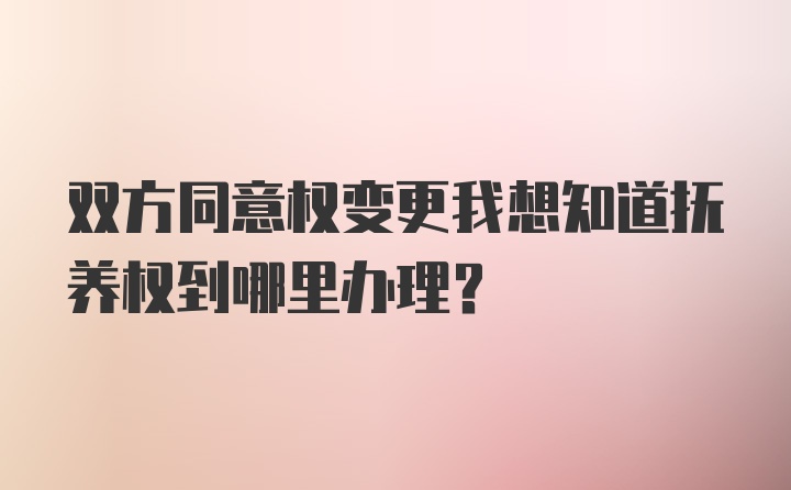 双方同意权变更我想知道抚养权到哪里办理？