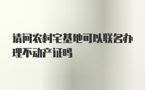 请问农村宅基地可以联名办理不动产证吗