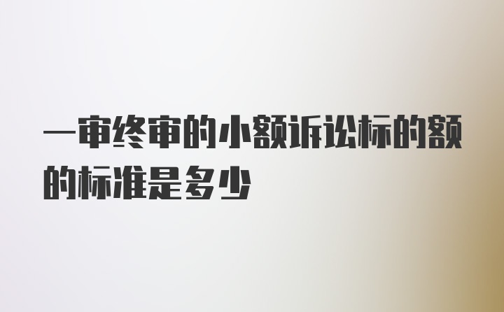 一审终审的小额诉讼标的额的标准是多少