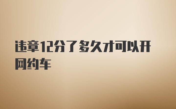 违章12分了多久才可以开网约车