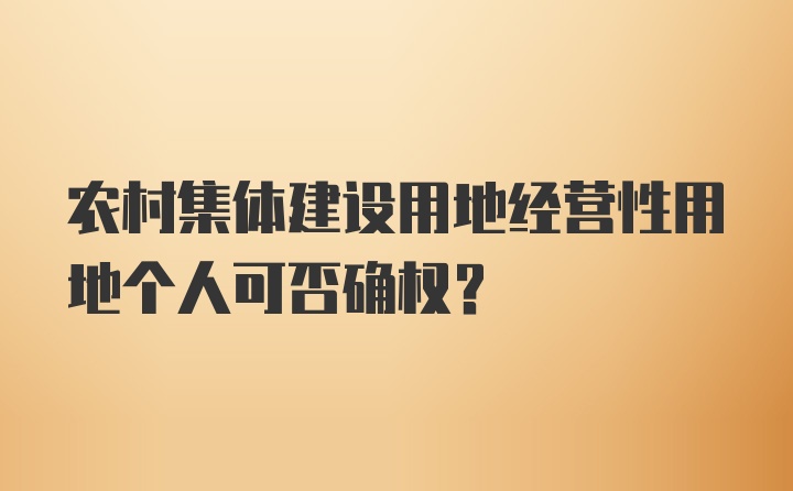 农村集体建设用地经营性用地个人可否确权？