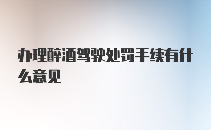 办理醉酒驾驶处罚手续有什么意见