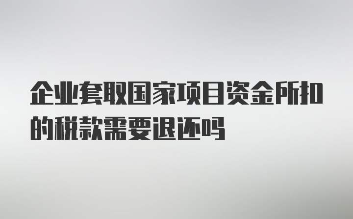 企业套取国家项目资金所扣的税款需要退还吗