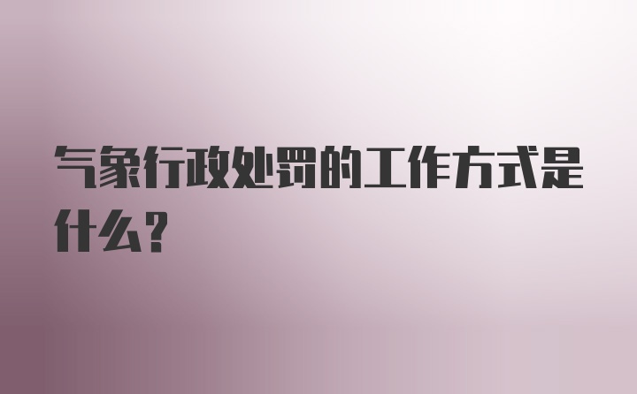 气象行政处罚的工作方式是什么？