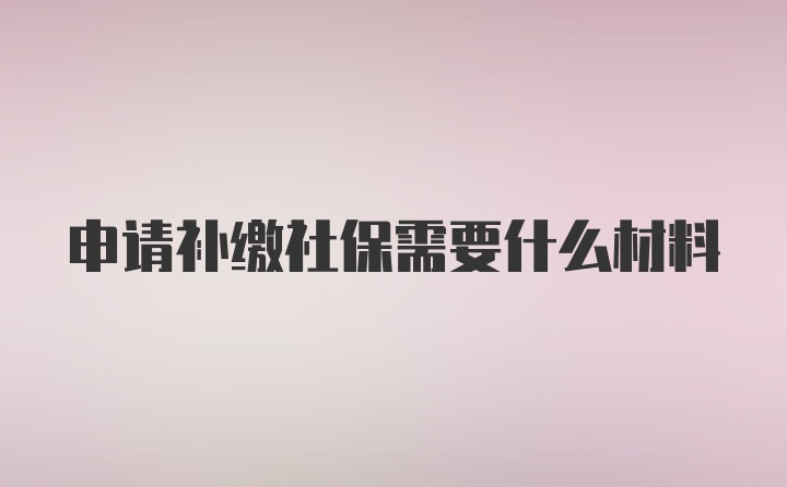 申请补缴社保需要什么材料