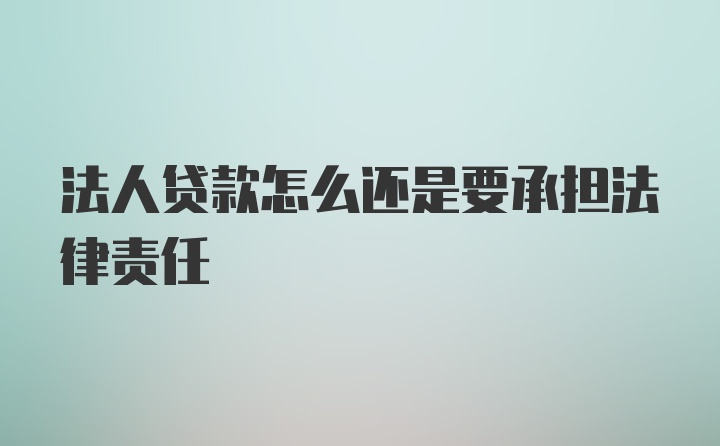 法人贷款怎么还是要承担法律责任