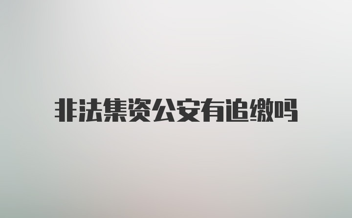 非法集资公安有追缴吗