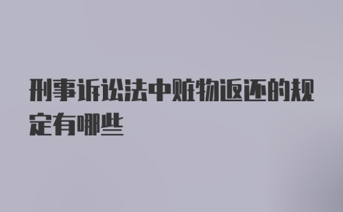 刑事诉讼法中赃物返还的规定有哪些