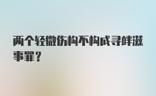 两个轻微伤构不构成寻衅滋事罪?