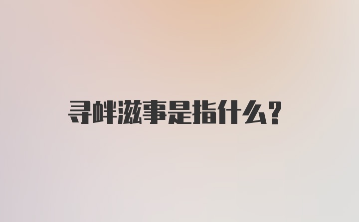 寻衅滋事是指什么？