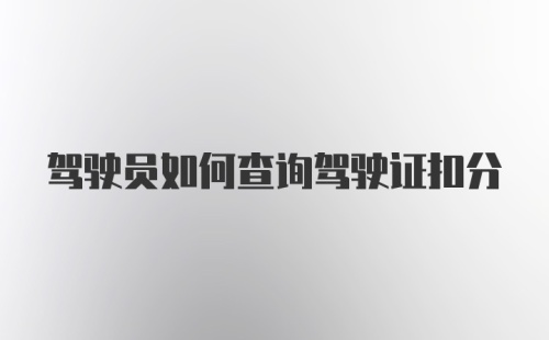 驾驶员如何查询驾驶证扣分