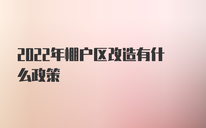 2022年棚户区改造有什么政策