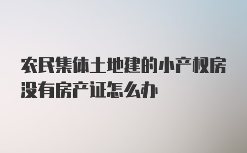 农民集体土地建的小产权房没有房产证怎么办