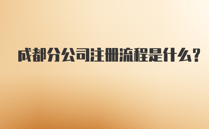 成都分公司注册流程是什么?