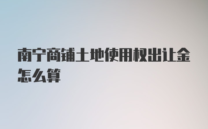 南宁商铺土地使用权出让金怎么算