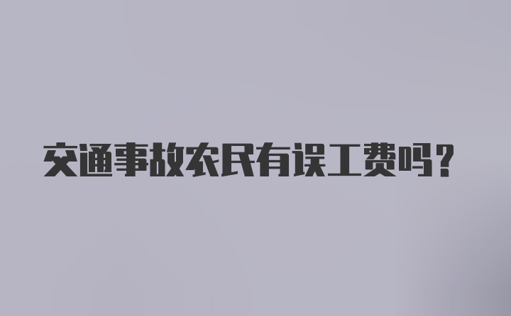 交通事故农民有误工费吗?