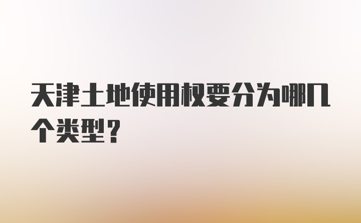 天津土地使用权要分为哪几个类型？