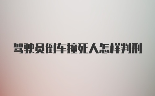 驾驶员倒车撞死人怎样判刑