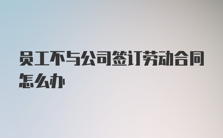 员工不与公司签订劳动合同怎么办