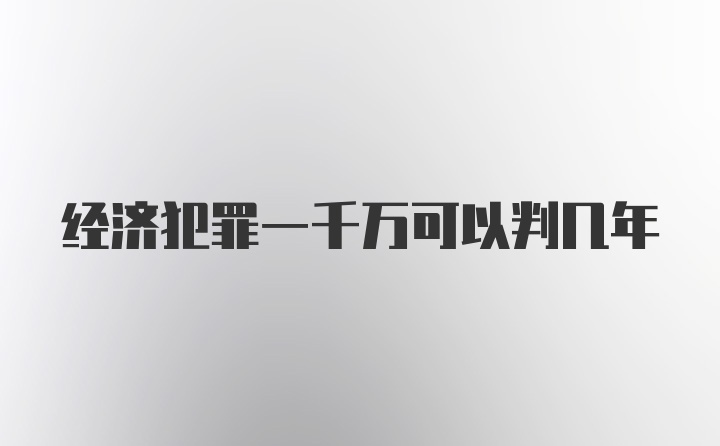 经济犯罪一千万可以判几年