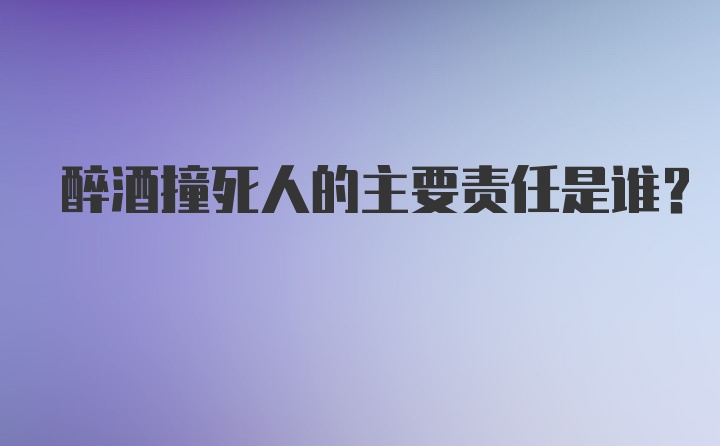 醉酒撞死人的主要责任是谁？