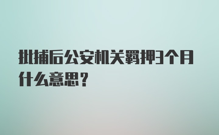 批捕后公安机关羁押3个月什么意思？