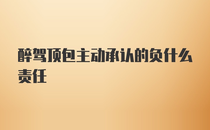 醉驾顶包主动承认的负什么责任