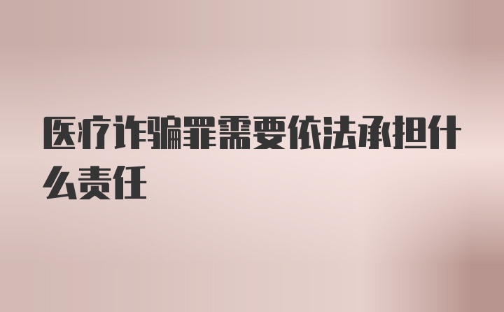 医疗诈骗罪需要依法承担什么责任