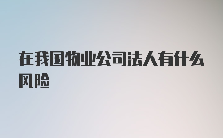 在我国物业公司法人有什么风险