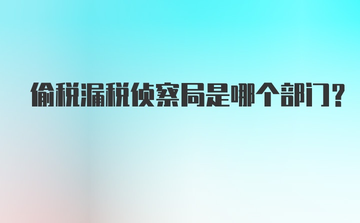 偷税漏税侦察局是哪个部门？