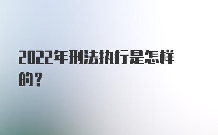 2022年刑法执行是怎样的？