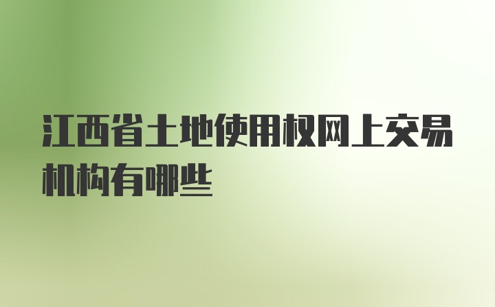 江西省土地使用权网上交易机构有哪些