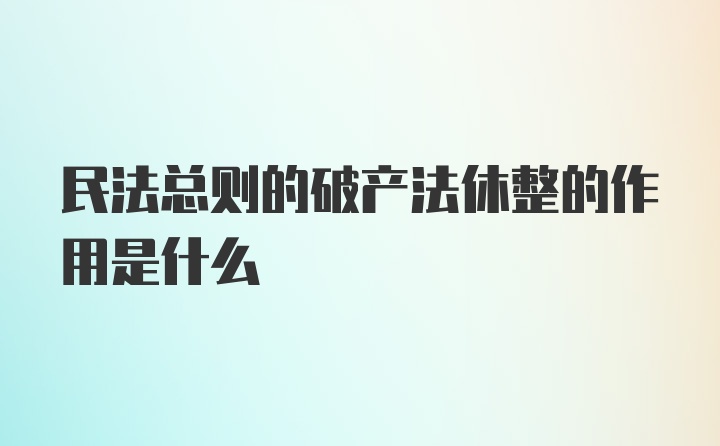 民法总则的破产法休整的作用是什么