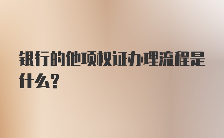 银行的他项权证办理流程是什么？