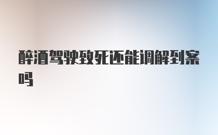 醉酒驾驶致死还能调解到案吗