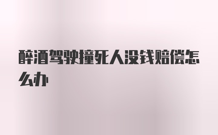 醉酒驾驶撞死人没钱赔偿怎么办