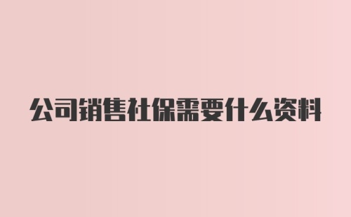 公司销售社保需要什么资料