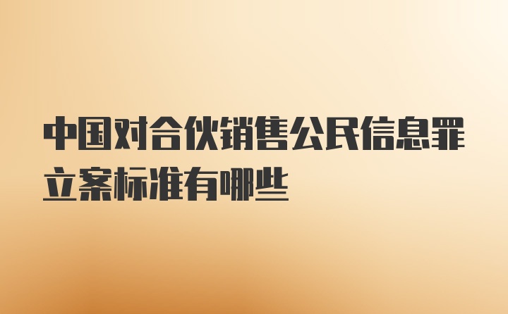 中国对合伙销售公民信息罪立案标准有哪些