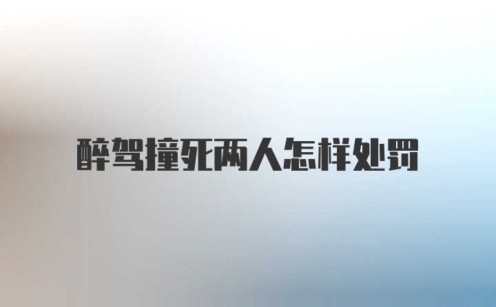 醉驾撞死两人怎样处罚