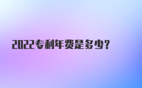 2022专利年费是多少？