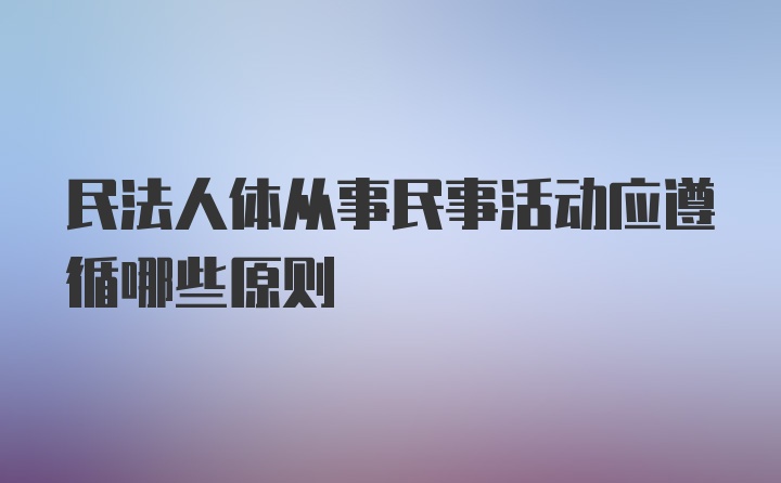 民法人体从事民事活动应遵循哪些原则