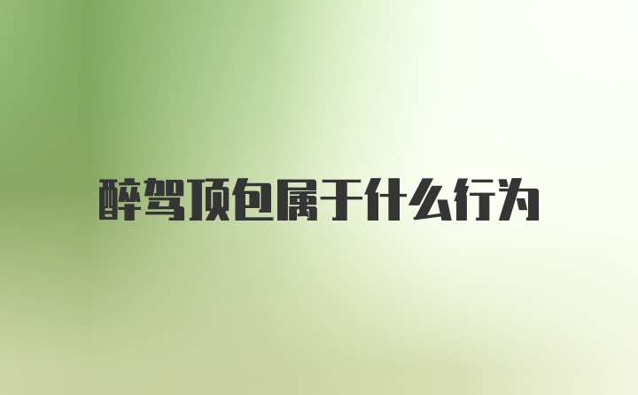 醉驾顶包属于什么行为