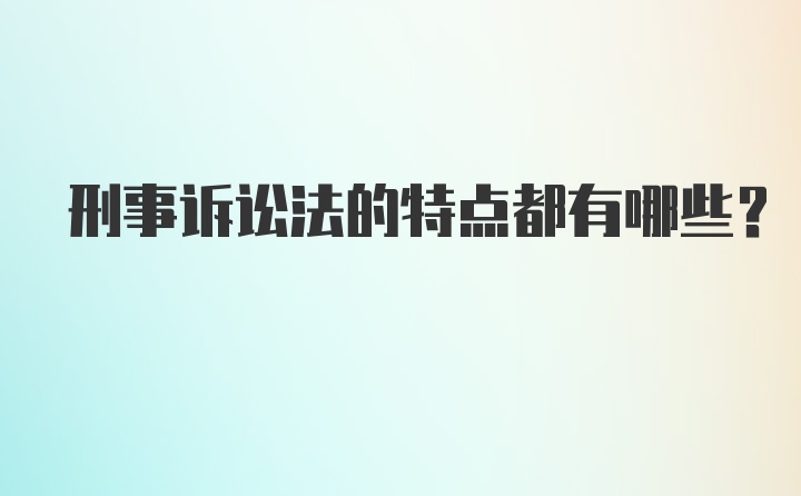 刑事诉讼法的特点都有哪些？