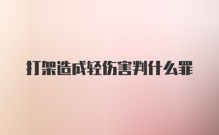 打架造成轻伤害判什么罪