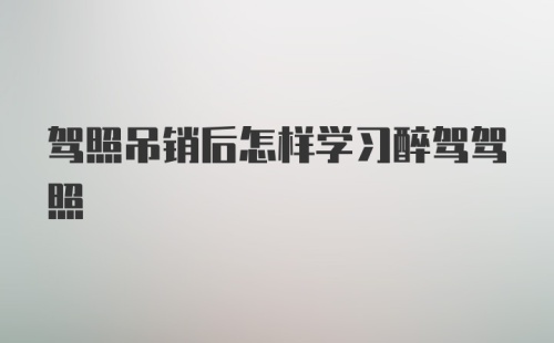 驾照吊销后怎样学习醉驾驾照